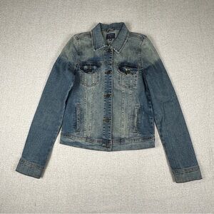 Just USA Blue Denim Jacket Womens Classic Button Front Jean Jacket